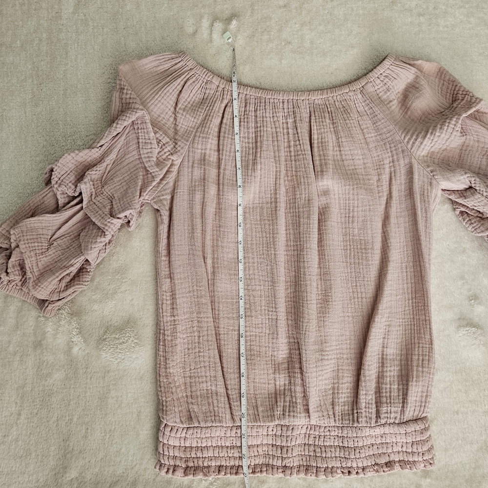 Pink Ruffle Top Coco Bianco Size S Feminine Bohemian Cottagecore Pastel Coquette - Picture 5 of 8